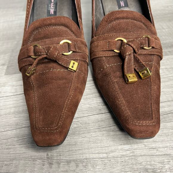 Y2K Steven by Steve Madden Brown Suede Pointed Toe Kitten Heels Size 7 1/2 - Picture 3 of 7